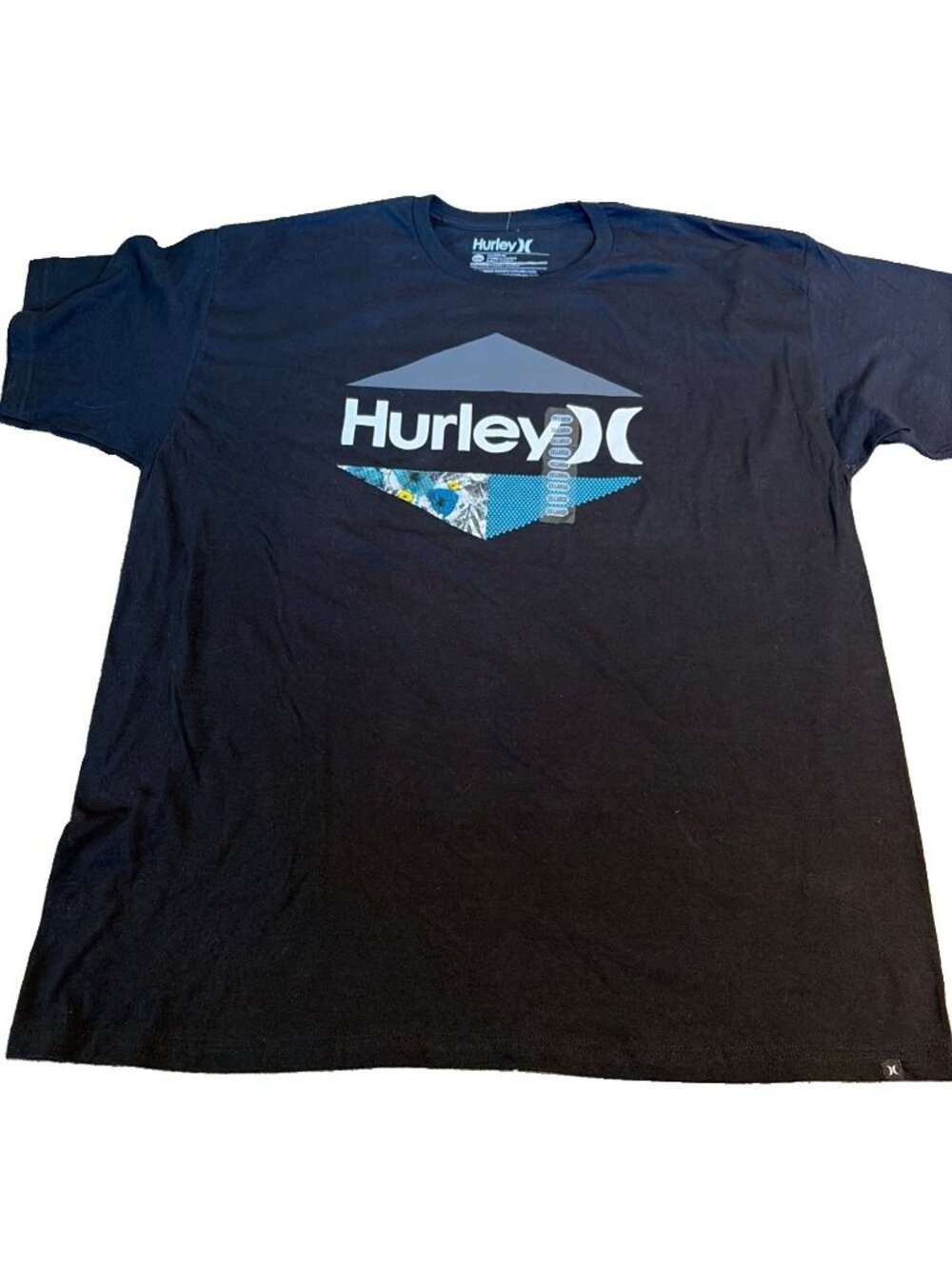 Hurley Men's Graphic Print Logo T-Shirt Size XXL Black Short Sleeve World Record